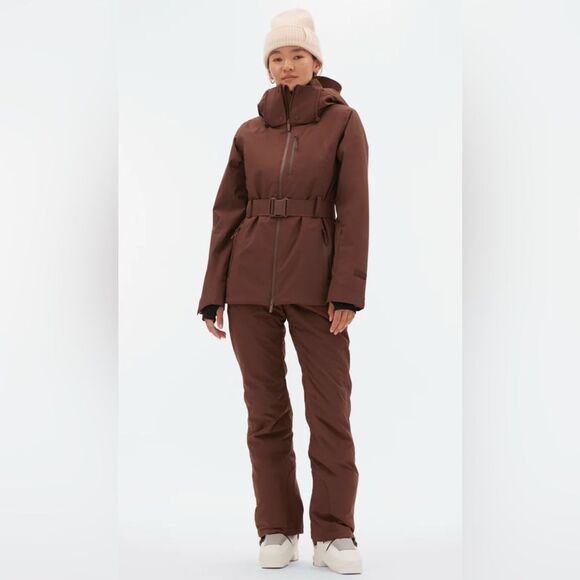 Halfdays Aston Jacket Belted Ski Jacket Brown Spiked Cocoa Small Waterproof - Picture 1 of 12